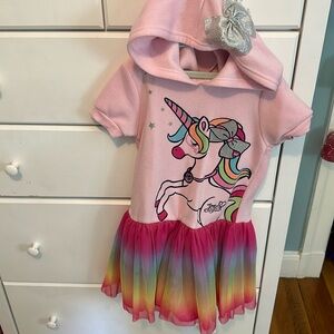 Jojo Siwan unicorn rainbow sweatshirt tulle dress size small, 6/6x